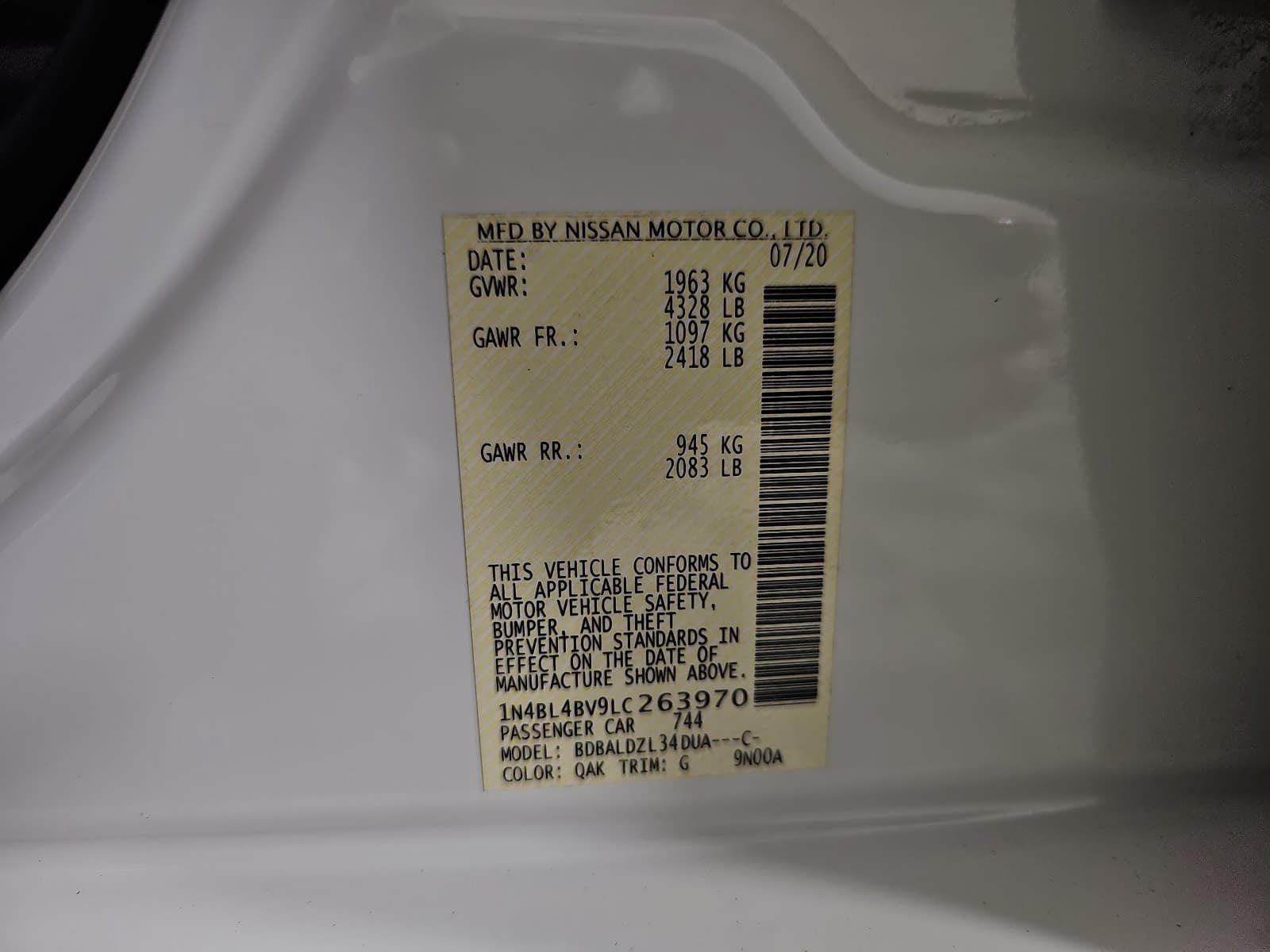 2020 Nissan Altima 2.5 S