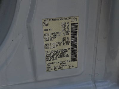 2020 Nissan NV2500 HD SV High Roof