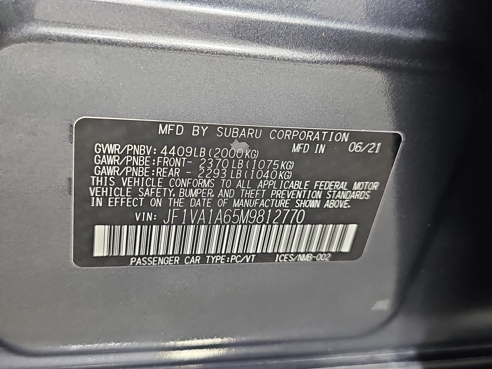 2021 Subaru WRX Base