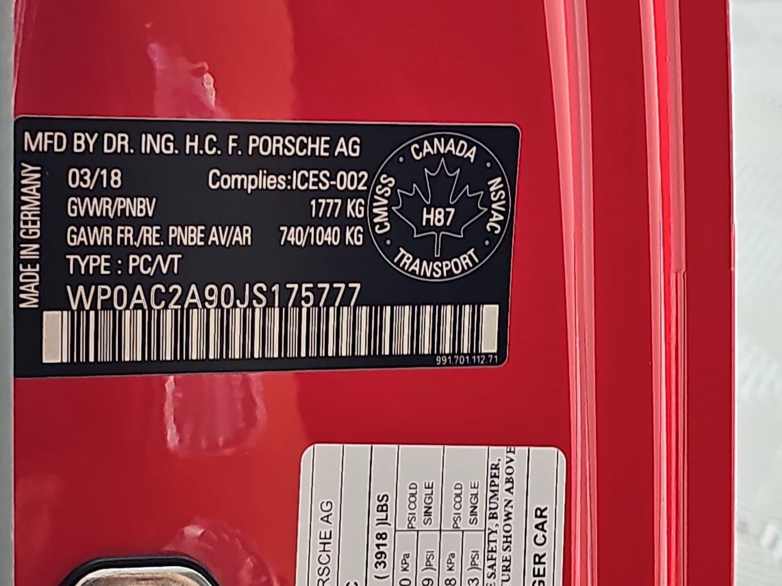 2018 Porsche 911 GT3