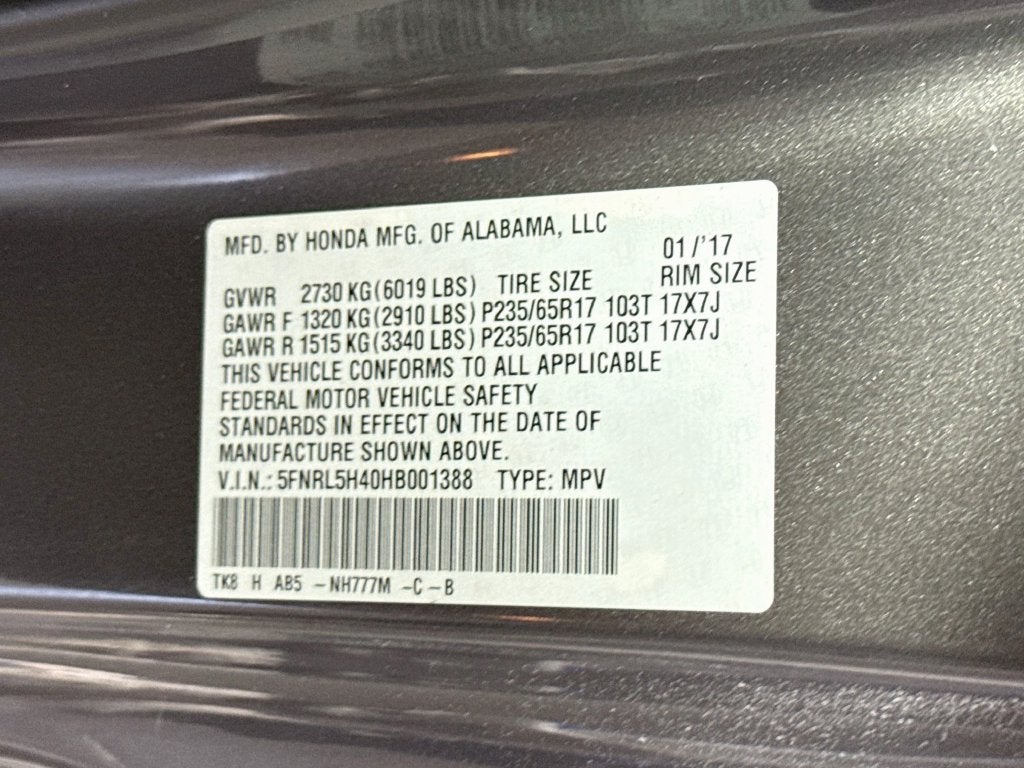 2017 Honda Odyssey EX
