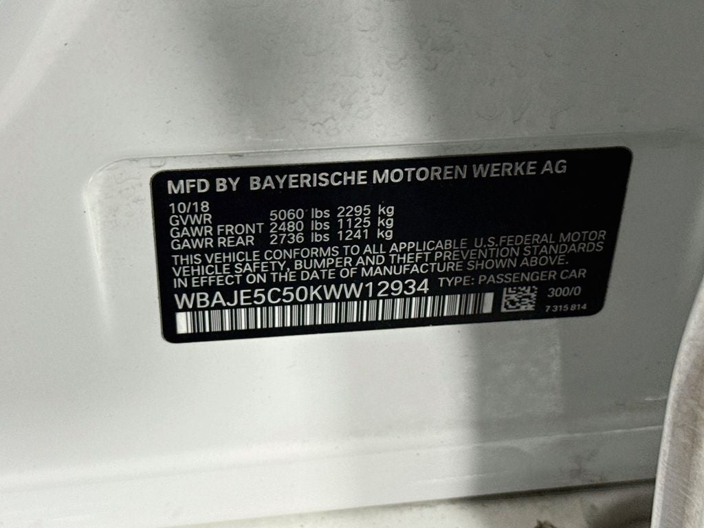 2019 BMW 5 Series 540i