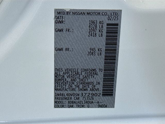 2025 Nissan Altima 2.5 SV