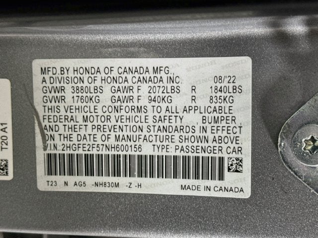 2022 Honda Civic Sport