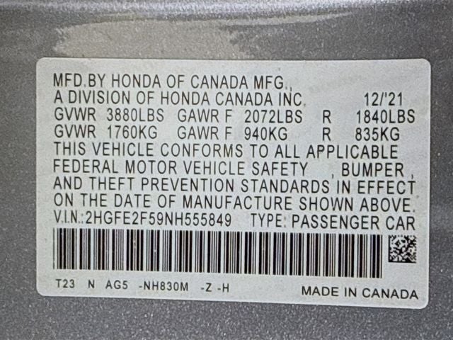 2022 Honda Civic Sport