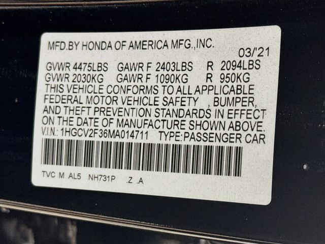 2021 Honda Accord Sport 2.0T