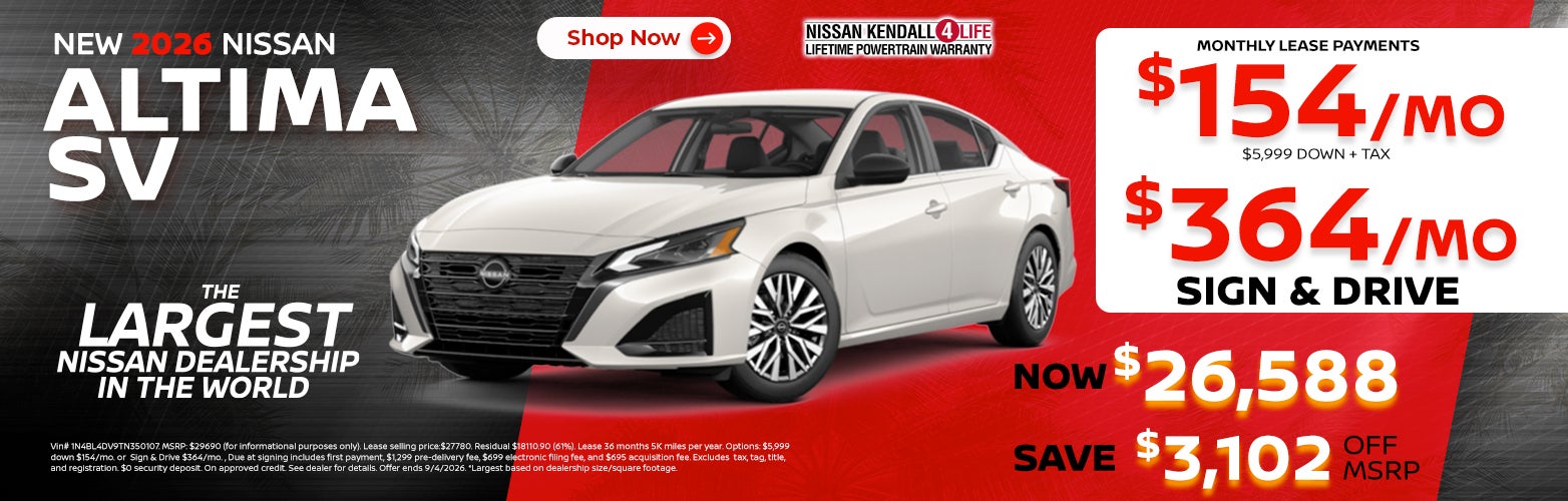New 2026 Nissan Altima lease as low as $154 per month