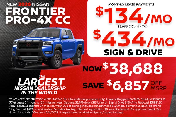 New 2026 Nissan Frontier lease as low as $134 per month