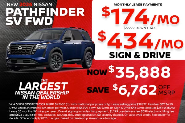 New 2026 Nissan Pathfinder lease as low as $174 per month