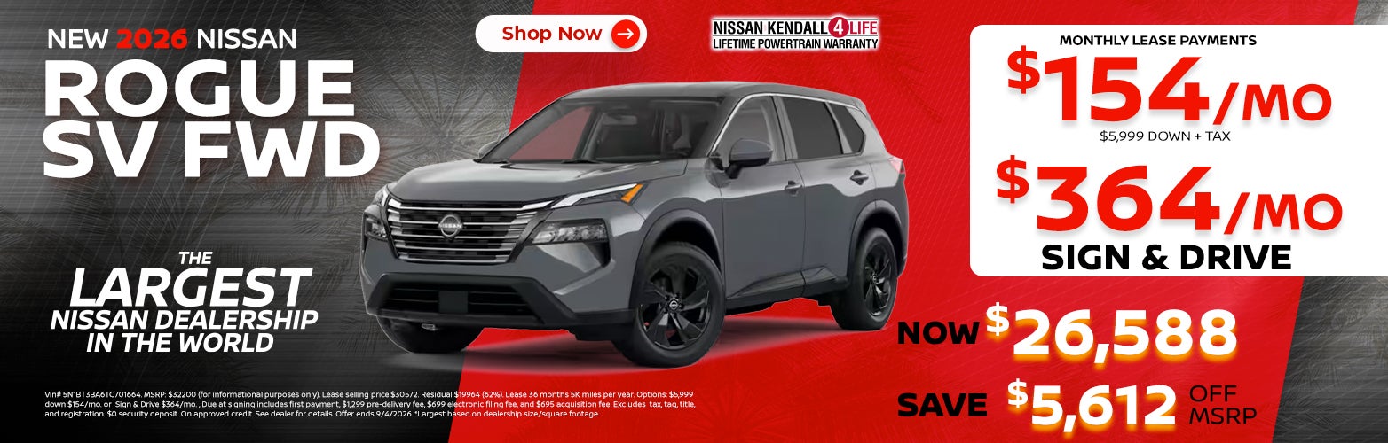 New 2026 Nissan Rogue lease as low as $154 per month