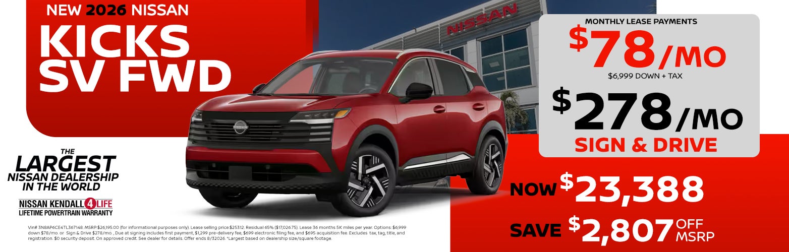 New 2026 Nissan Kicks SV FWD at HGreg Nissan Kendall in Palmetto Bay FL
