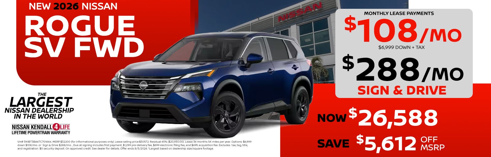 New 2026 Nissan Rogue SV FWD HGreg Nissan Kendall in Palmetto Bay FL