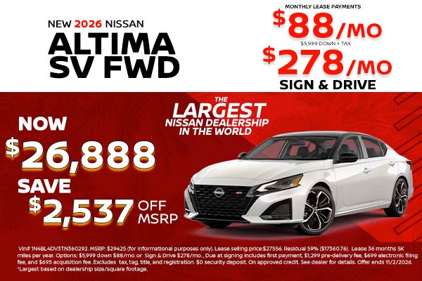 New 2026 Nissan Altima: lease as low as $88/month