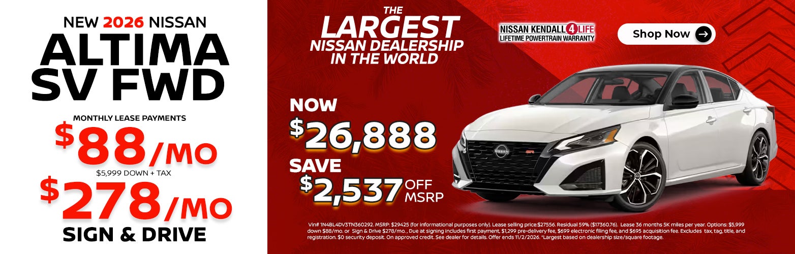New 2026 Nissan Altima: lease as low as $88/month