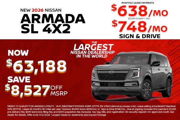 New 2026 Nissan Armada: lease as low as $638/month
