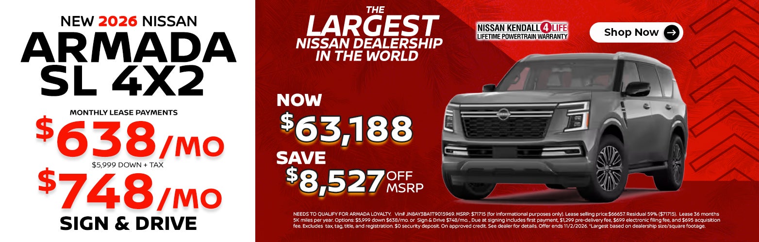 New 2026 Nissan Armada: lease as low as $638/month