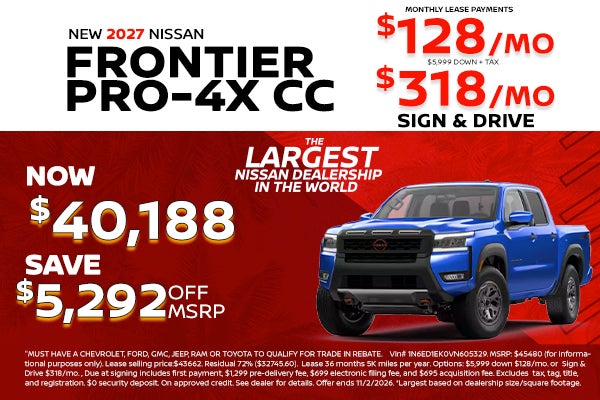 New 2027 Nissan Frontier: lease as low as $128/month