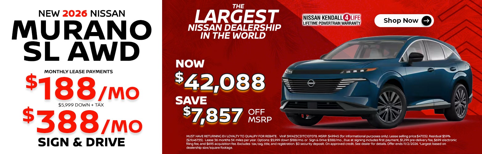 New 2026 Nissan Murano: lease as low as $188/month