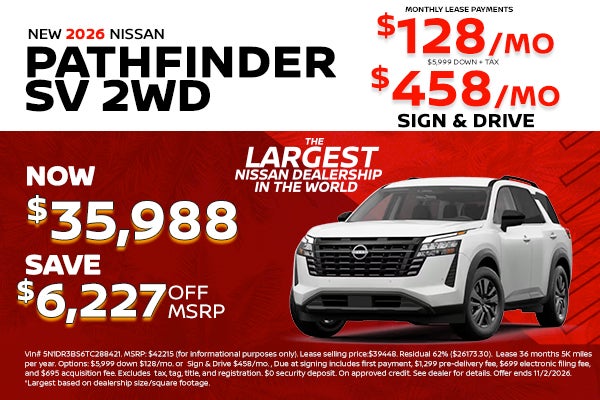 New 2026 Nissan Pathfinder: lease as low as $128/month