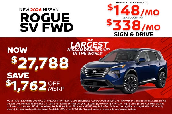 New 2026 Nissan Rogue: lease as low as $148/month