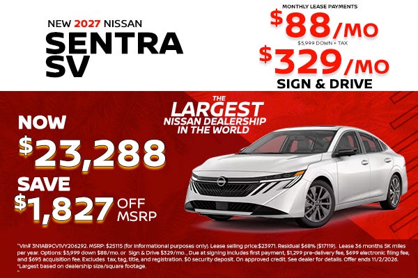 New 2027 Nissan Sentra: Lease as low as $88/month