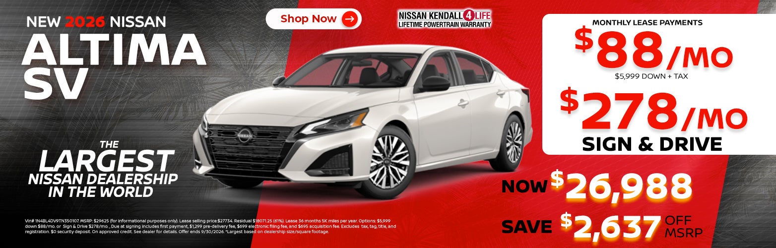 New 2026 Nissan Altima lease as low as $88 per month