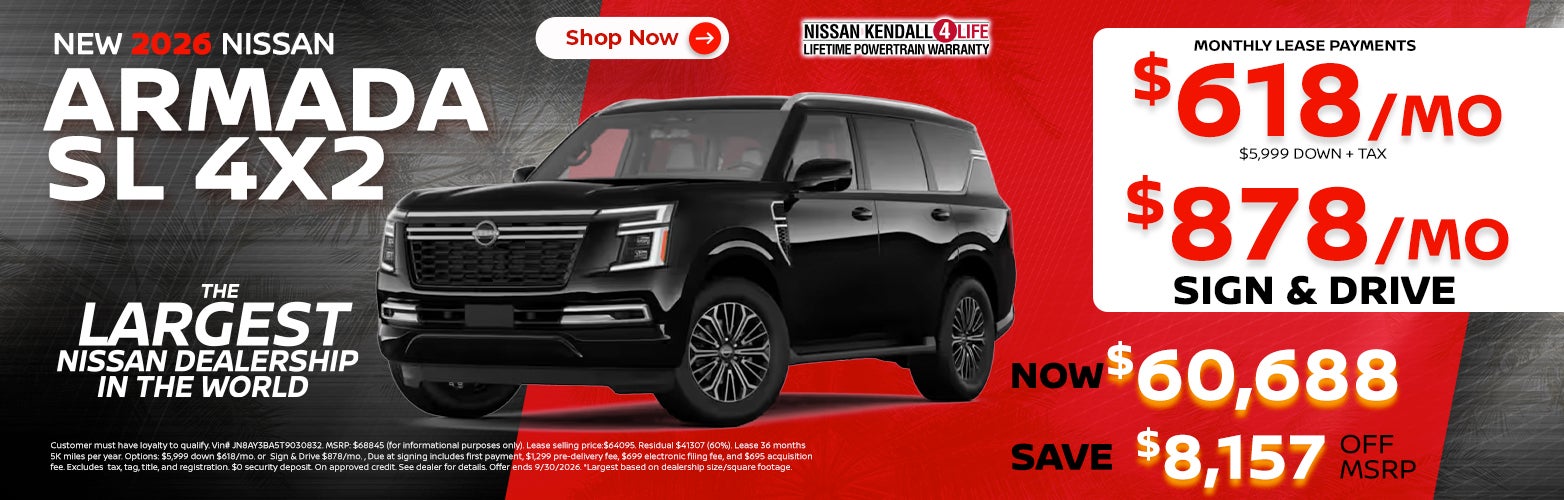 New 2026 Nissan Armada lease as low as $618 per month