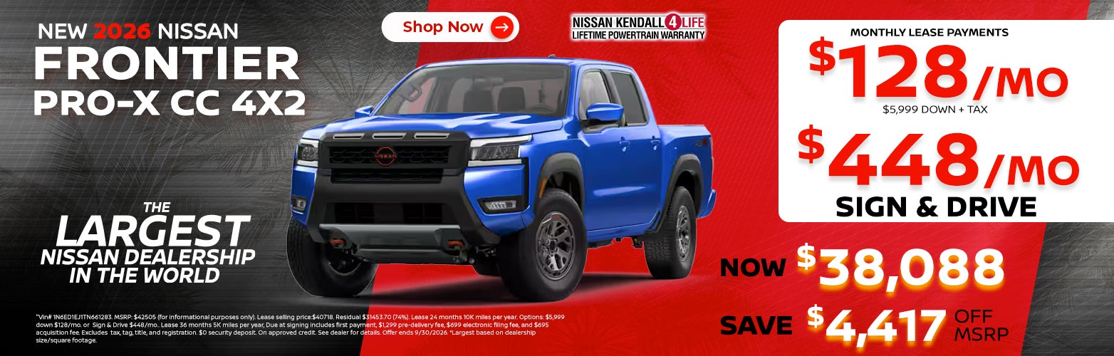 New 2026 Nissan Frontier lease as low as $128 per month