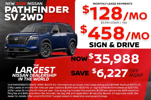 New 2026 Nissan Pathfinder lease as low as $128 per month