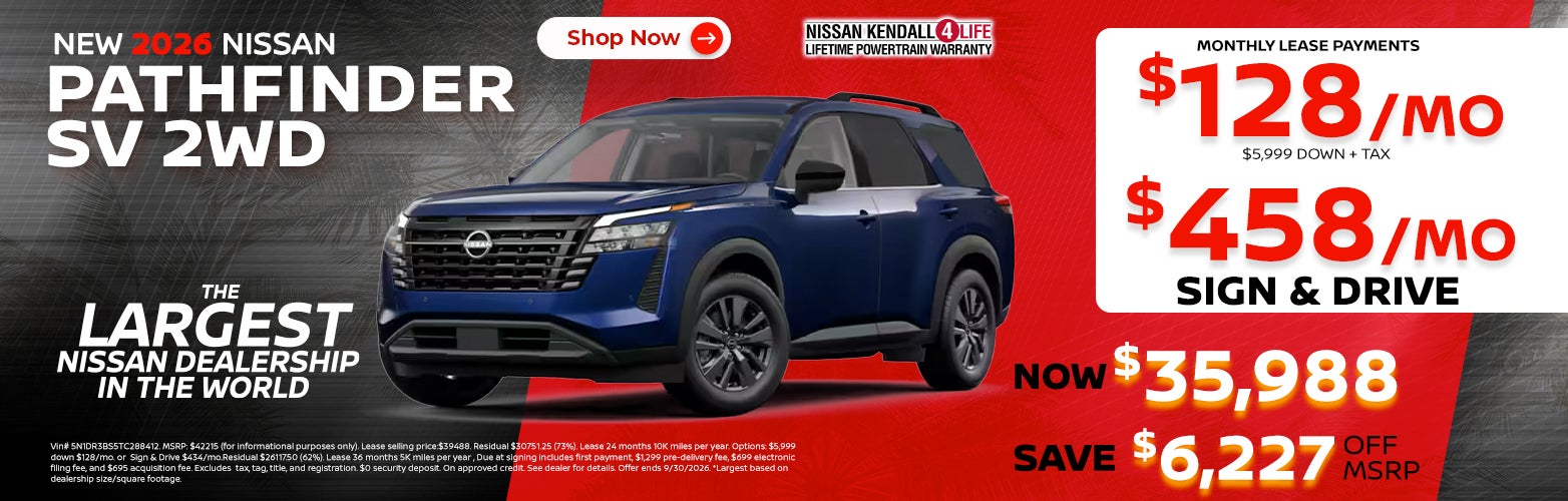 New 2026 Nissan Pathfinder lease as low as $128 per month