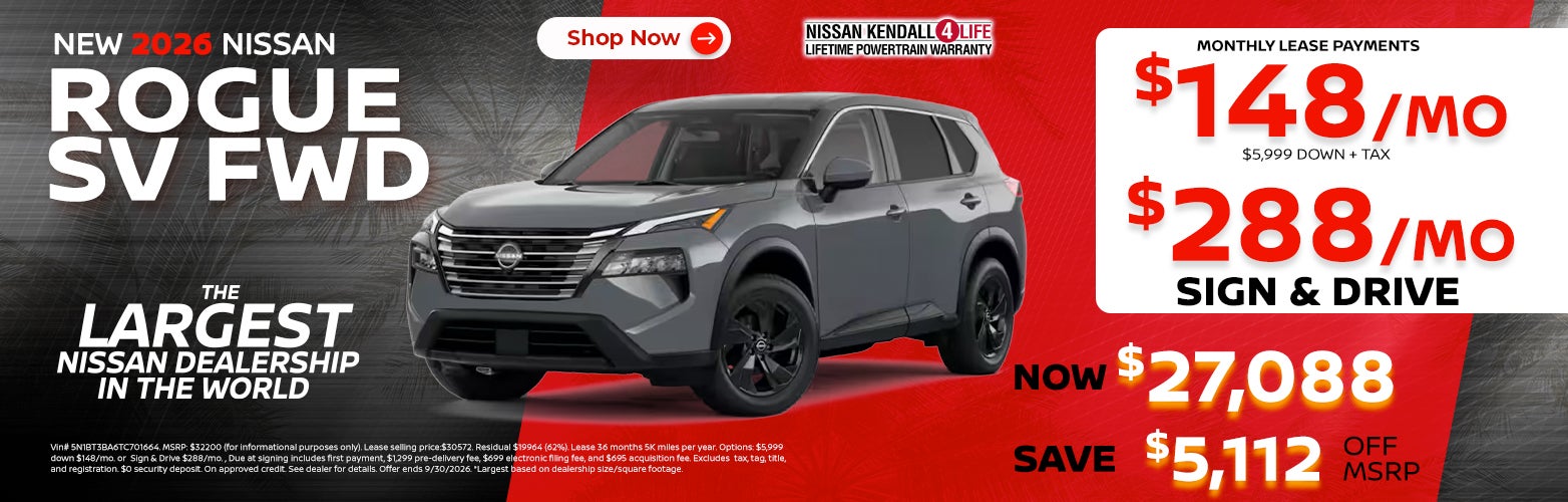 New 2026 Nissan Rogue lease as low as $148 per month